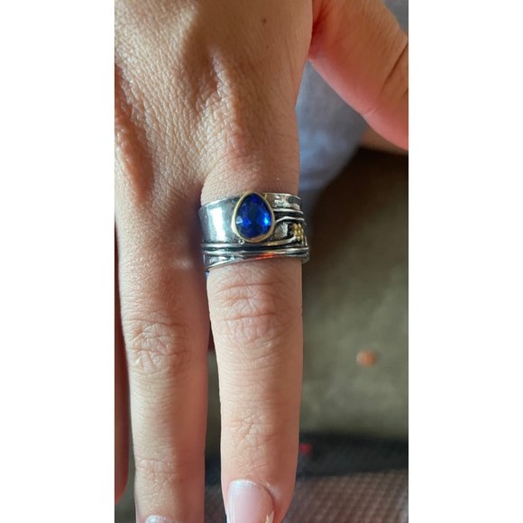 COPY - Blue Sapphire Ring Handcrafted Boho Sundance Yellowstone Tv. Sz7 great … - Picture 4 of 5